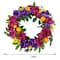 14&#x22; Fuchsia &#x26; Purple Peony with Oranges Wreath by Ashland&#xAE;